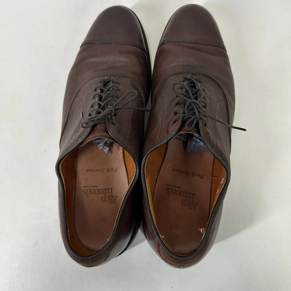 Allen Edmonds Park Avenue‎ Oxford Shoes Mens 9.5D Brown Leather Cap Toe